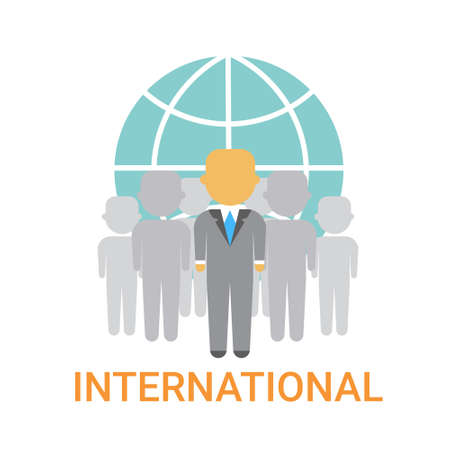 International Business people Flat Vector Illustrationのイラスト素材