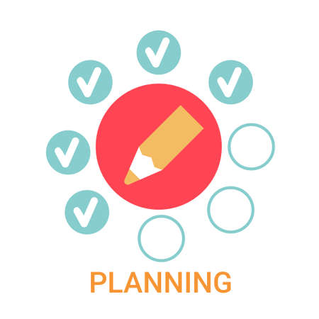 Planning Icon Business Strategy Development Banner Flat illustrationのイラスト素材