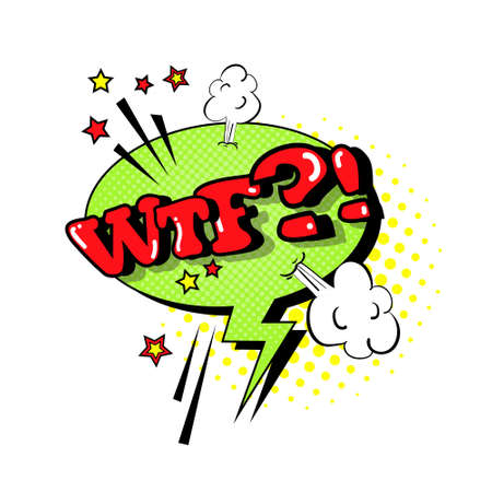 Comic Speech Chat Bubble Pop Art Style Wtf Expression Text Icon Vector Illustrationのイラスト素材
