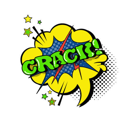Comic Speech Chat Bubble Pop Art Style Crack Expression Text Icon Vector Illustrationのイラスト素材
