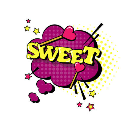 Comic Speech Chat Bubble Pop Art Style Sweet Expression Text Icon Vector Illustrationのイラスト素材