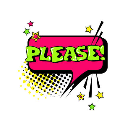 Comic Speech Chat Bubble Pop Art Style Please Expression Text Icon Vector Illustrationのイラスト素材