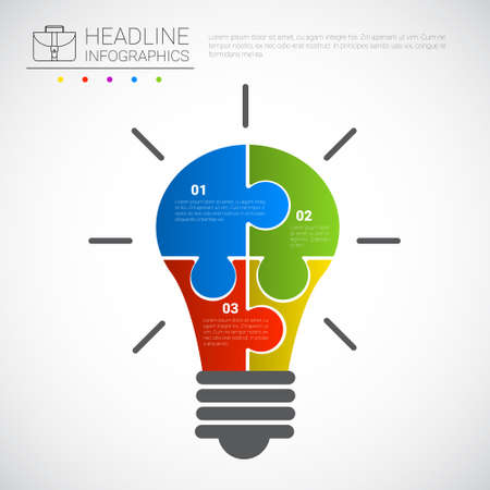 Headline Infographic Design Light Bulb Of Puzzle Pieces Business Data Graphic Copy Space Vector Illustrationのイラスト素材