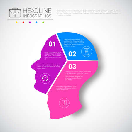 Headline Infographic Design Head Steps Business Data Graphic Collection Presentation Copy Space Vector Illustrationのイラスト素材
