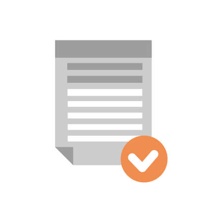 Document File Selected Icon Checklist Paper Flat Vector Illustrationのイラスト素材