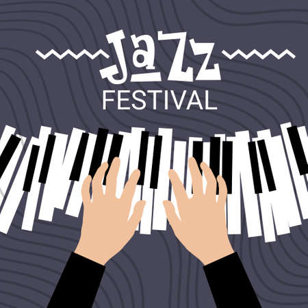 Jazz Festival Live Music Concert Poster Advertisement Banner Vector Illustrationのイラスト素材