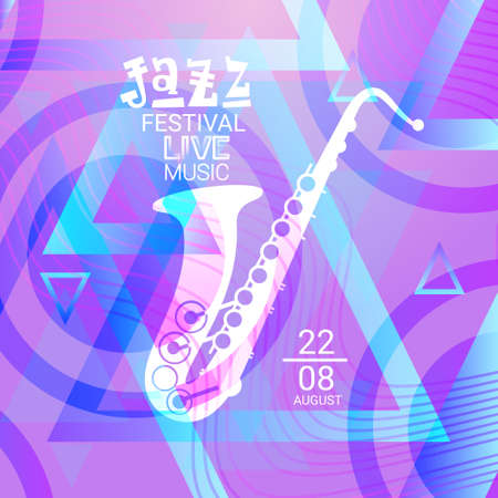 Jazz Festival Live Music Concert Poster Advertisement Banner Vector Illustrationのイラスト素材