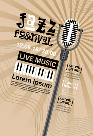 Jazz Festival Live Music Concert Poster Advertisement Retro Banner Vector Illustrationのイラスト素材