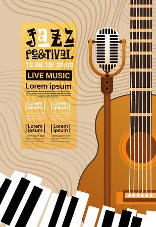 Jazz Festival Live Music Concert Poster Advertisement Retro Banner Vector Illustrationのイラスト素材