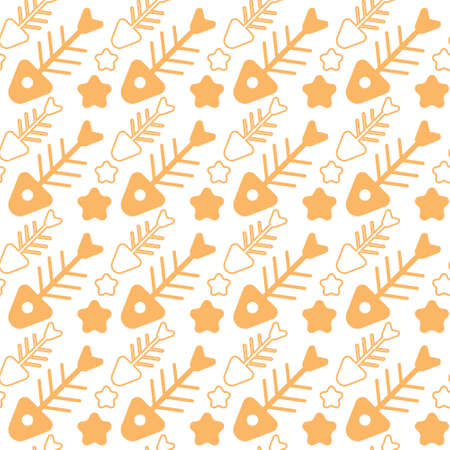 Fish Bone Seamless Pattern Abstract Ornament Flat Vector Illustrationのイラスト素材