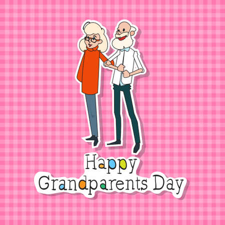 Happy Grandparents Day Greeting Card Colorful Banner Pop Art Style Vector Illustrationのイラスト素材