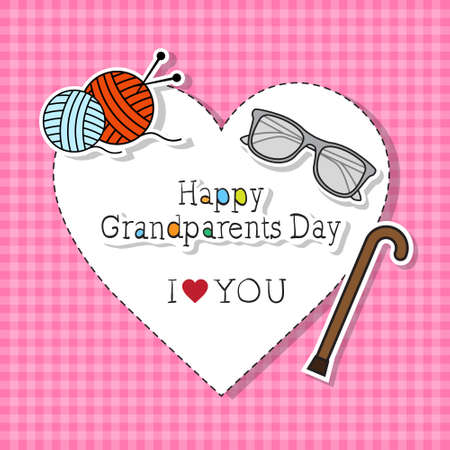 Happy Grandparents Day Greeting Card Colorful Banner Pop Art Style Vector Illustrationのイラスト素材