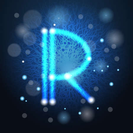 Neon Letter Capital Alphabet Text Lettering Vector Illustrationのイラスト素材