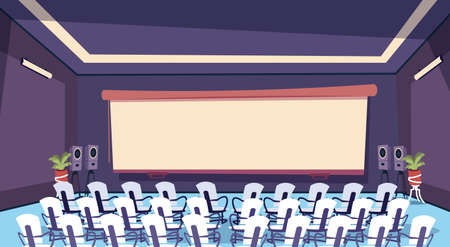 Conference Room Modern Business Center Empty Office Building Working Space Meeting Hall Interior Flat Vector Illustrationのイラスト素材