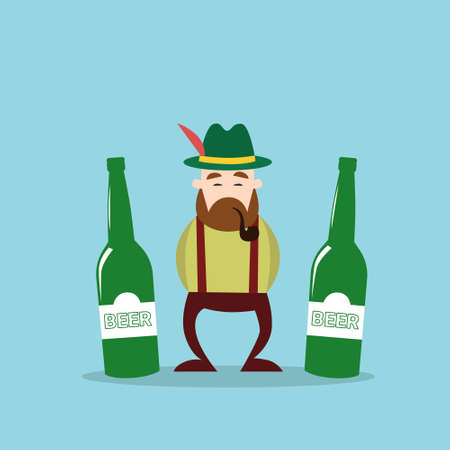 Oktoberfest Beer Festival Holiday Decoration Banner Flat Vector Illustrationのイラスト素材