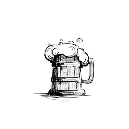 Beer Mug Oktoberfest Festival Holiday Decoration Banner Flat Vector Illustrationのイラスト素材