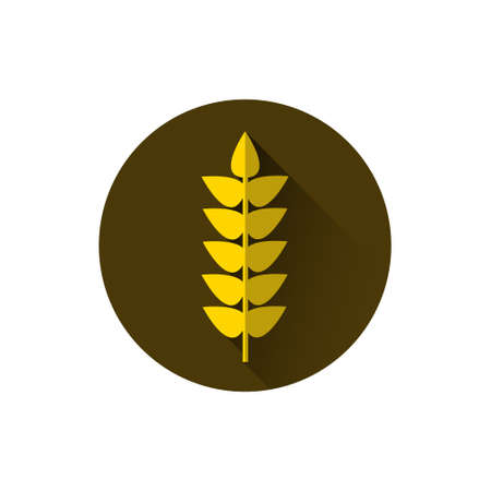 Wheat Spike Icon Ripe Crop Grain Flat Vector Illustrationのイラスト素材