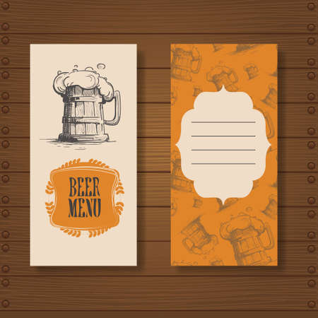 Beer Menu Restaurant Pub Oktoberfest Festival Poster Holiday Decoration Banner Flat Vector Illustrationのイラスト素材