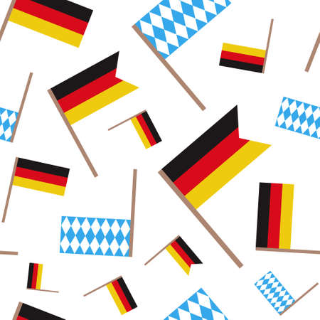 German And Bavarian Flag Icon Oktoberfest Festival Holiday Concept Flat Vector Illustrationのイラスト素材