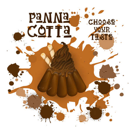 Panna cotta chocolate dessert colorful icon.のイラスト素材
