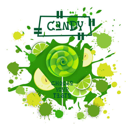 Candy lime and fruits colorful icon illustration.のイラスト素材