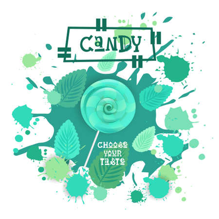 Candy Mint Lolly Dessert Colorful Icon Choose Your Taste Cafe Poster Vector Illustrationのイラスト素材