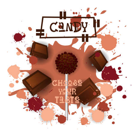 Candy Chocolate Lolly Dessert Colorful Icon Choose Your Taste Cafe Poster Vector Illustrationのイラスト素材
