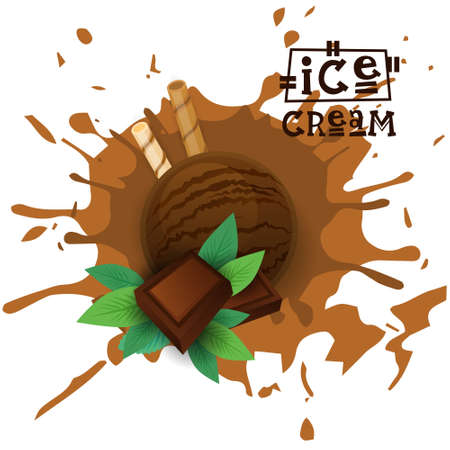 Ice Cream Chocolate Ball Dessert Choose Your Taste Cafe Poster Vector Illustrationのイラスト素材