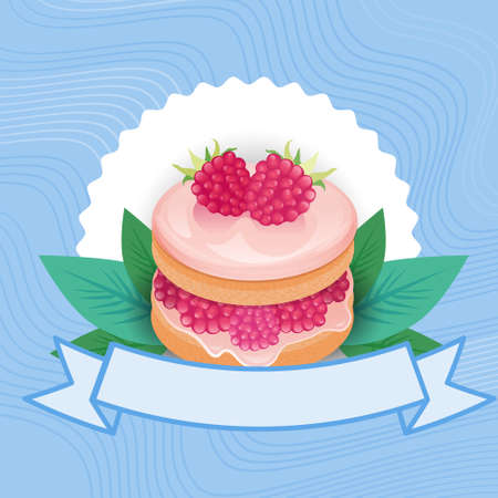 Colorful Cake Sweet Beautiful Dessert Delicious Food Flat Vector Illustrationのイラスト素材
