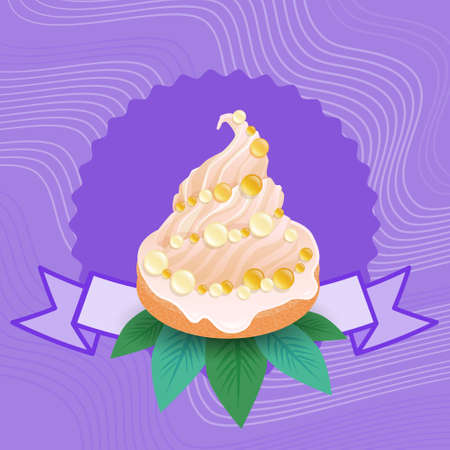 Colorful Cake Sweet Beautiful Cupcake Dessert Delicious Food Flat Vector Illustrationのイラスト素材