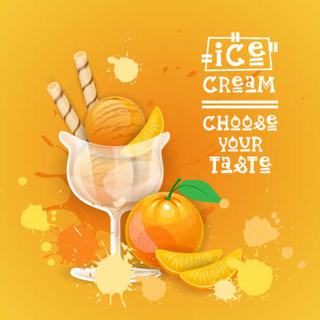 Ice Cream Logo Sweet Beautiful Summer Dessert Delicious Food Banner Flat Vector Illustrationのイラスト素材