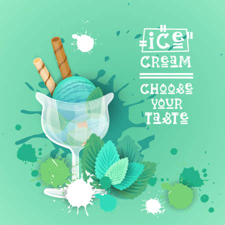 Ice Cream Sweet Beautiful Summer Dessert Delicious Food Banner Flat Vector Illustrationのイラスト素材