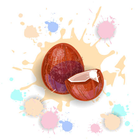 Coconut Fruit Watercolor Splash Design Fresh Natural Food Vector Illustrationのイラスト素材