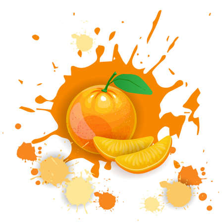 Orange Fruit Watercolor Splash Design Fresh Natural Food Vector Illustrationのイラスト素材