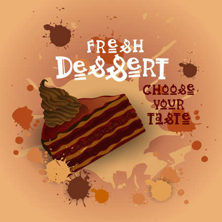 Fresh Dessert Banner Colorful Cake Sweet Beautiful Delicious Food Flat Vector Illustrationのイラスト素材