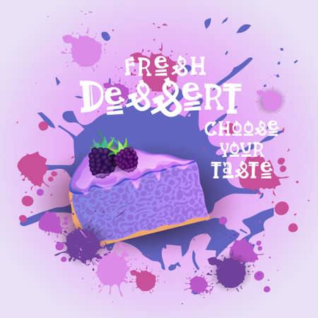 Fresh Dessert Banner Colorful Cake Sweet Beautiful Delicious Food Flat Vector Illustrationのイラスト素材