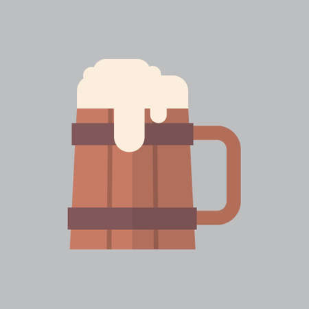 Wooden Wooden Beer Barrel Icon Oktoberfest Festival Concept Flat Vector Illustrationのイラスト素材
