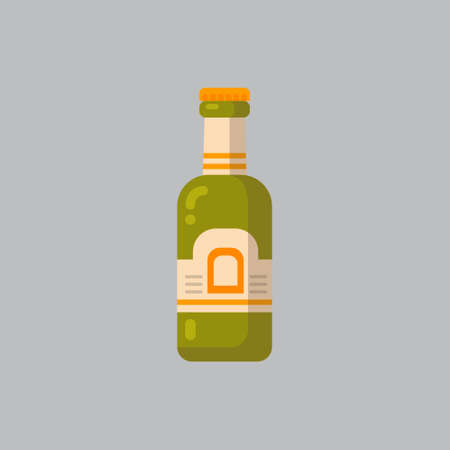 Beer Bottle Icon Oktoberfest Festival Concept Flat Vector Illustrationのイラスト素材