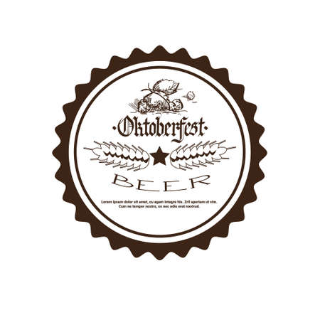 Oktoberfest Beer Festival Logo Holiday Decoration Posters Design Flat Vector Illustrationのイラスト素材