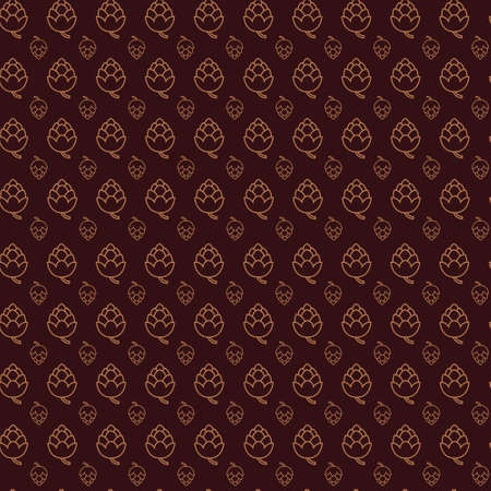 Hop Plant Seamless Pattern Abstract Geometry Design Oktoberfest Beer Ingredient Decoration Festival Banner Vector Illustrationのイラスト素材