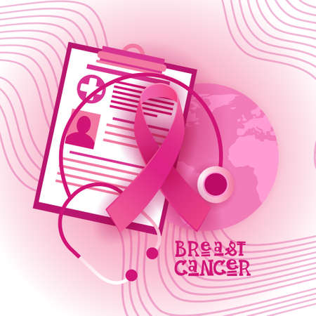 Breast Cancer Awareness Month Pink Ribbon Symbol Flat Vector Illustrationのイラスト素材