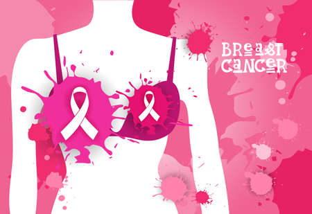 Breast Cancer Awareness Month Pink Ribbon Symbol Flat Vector Illustrationのイラスト素材