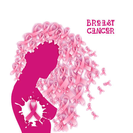 Breast Cancer Awareness Month Pink Ribbon Symbol Flat Vector Illustrationのイラスト素材