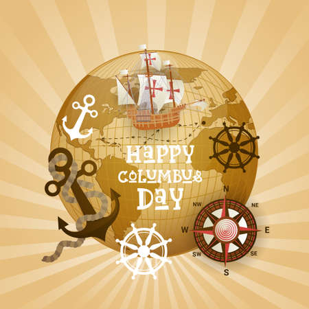 Happy Columbus Day National USA Holiday Greeting Card.のイラスト素材