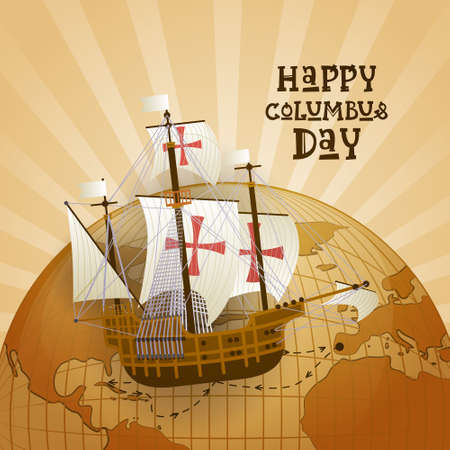 Happy Columbus Day National USA Holiday Greeting Card.のイラスト素材
