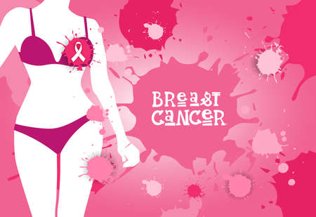 Breast Cancer Awareness Month Pink Ribbon Symbol Flat Vector Illustrationのイラスト素材