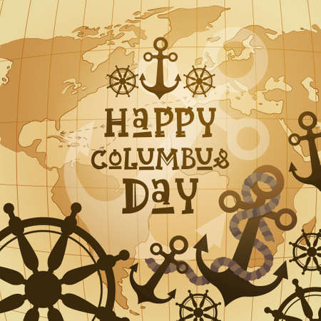 Happy Columbus Day National USA Holiday Greeting Card.のイラスト素材