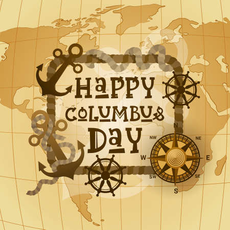 Happy Columbus Day National USA Holiday Greeting Card.のイラスト素材
