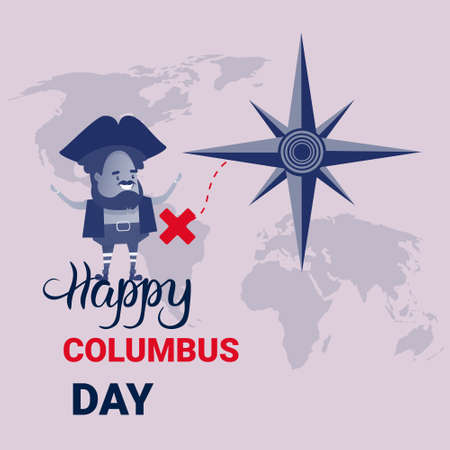 Happy Columbus Day National USA Holiday Greeting Card.のイラスト素材