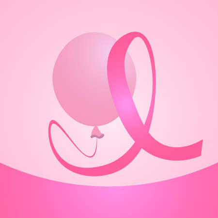 Pink Ribbons Breast Cancer Awareness Banner Concept Flat Vector Illustrationのイラスト素材